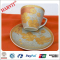 Gold Flower Porcelain Tea Cup and Saucer